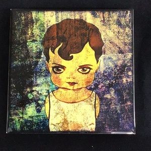 Original Resin Print on Wood by Mark Brunner. “Yellow Paper Doll”